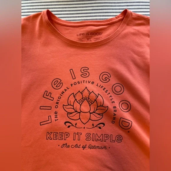 Life is Good Women’s Orange/Mango Short Sleeve T-Shirt, Keep It Simple, Size XL - Picture 1 of 10